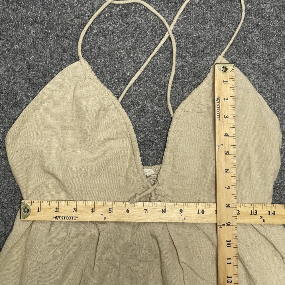 Sim & Sam Beige Halter Midi Dress Rayon & Linen Milkmaid Style Size M - Picture 5 of 6